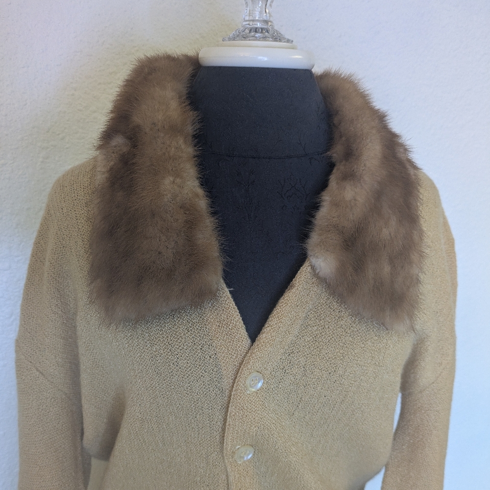 1940s/50s Mohpac Campus Fur Collar Cardigan - Picture 11 of 13